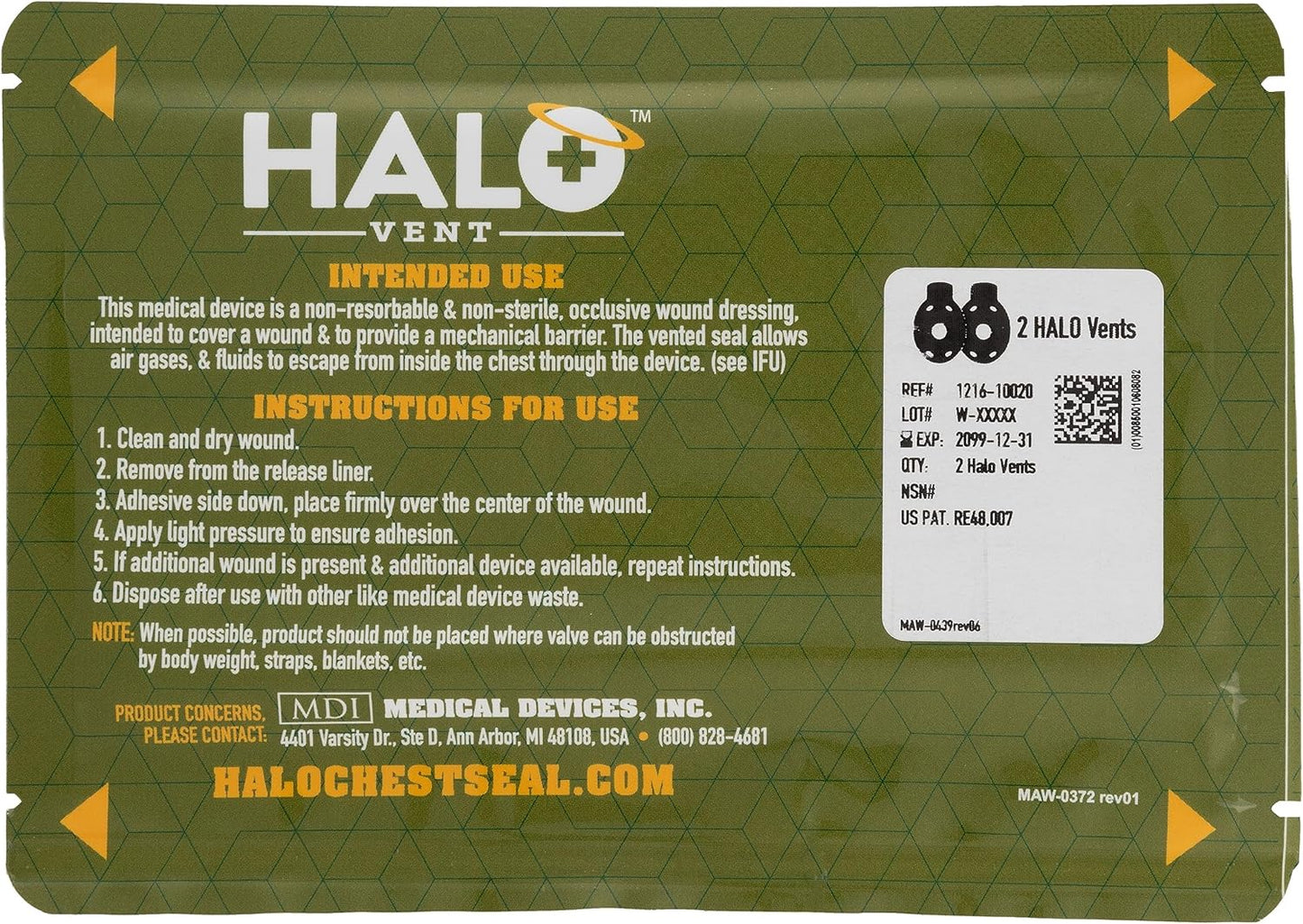Okliuzinis krūtinės tvarstis "Halo Chest Seal" (2 vnt. rinkinys)