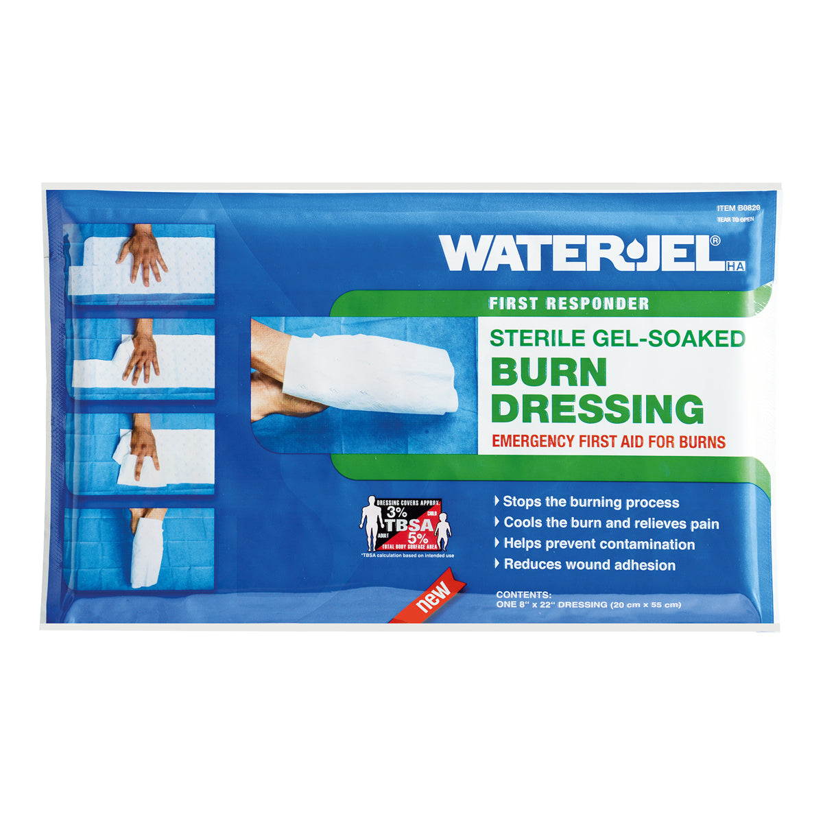 Nudegimų tvarstis „Waterjel“ 20 cm x 55 cm