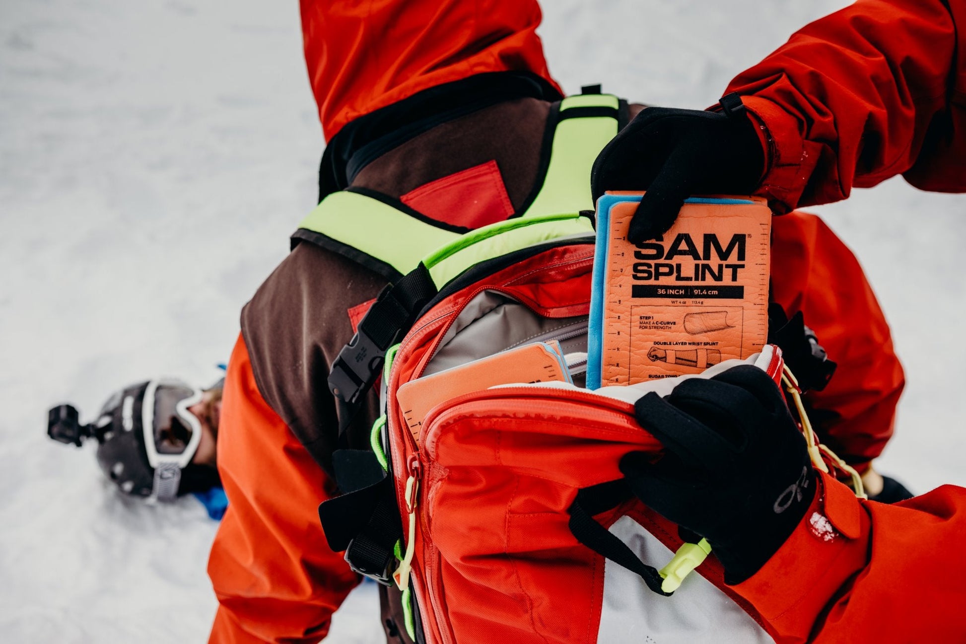 SAM SPLINT universalus lankstomas įtvaras 18 colių - oranžinis